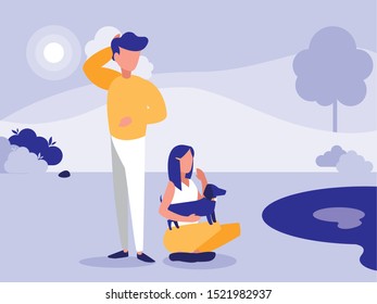 Woman and man design, Park nature outdoor season spring and summer theme Vector illustration