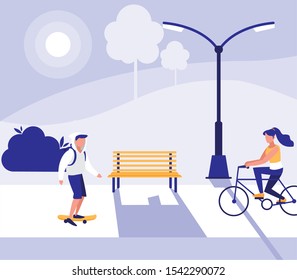 Woman and man design, Park nature outdoor season spring and summer theme Vector illustration