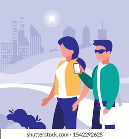 Woman and man design, Park nature outdoor season spring and summer theme Vector illustration