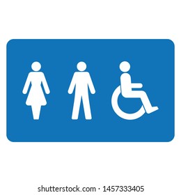 Icono de mujer, hombre y silla de ruedas discapacitada aislado en fondo blanco. Símbolo de WC, moderno icono vector simple para el diseño de sitios web, aplicación móvil, ui. Ilustración vectorial