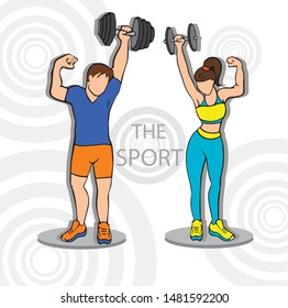 woman and man do sports with dumbbells in hands fitness healthy lifestyle gym club