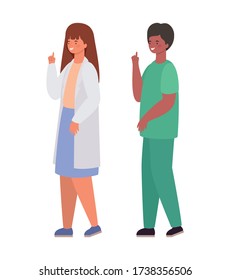 Woman and man doctor with uniform design of Medical care health and emergency theme Vector illustration