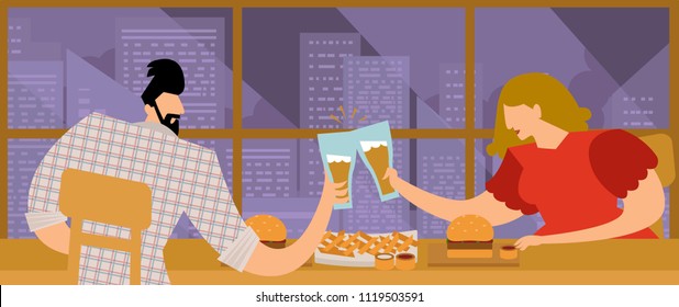 woman and man drinking bear