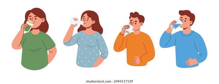 Woman and Man Drinking Water Because Thirsty