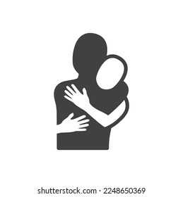 A woman and a man embrace each other, vector, icon.