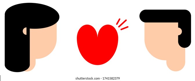 Woman and Man Falling in Love Vector, Love concept