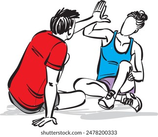 woman and man fitness concept tapping hands vector illustration