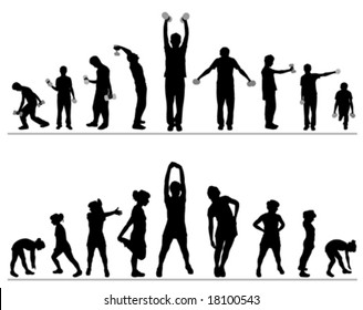 woman and man fitness vector