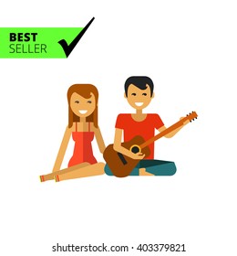 Woman and man with guitar