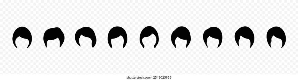 woman and man hair style, hair style icon, Set of Men's hairstyles. Hairstyle silhouettes. Collection of hairstyles for women and men, hair icon set, hair style icon set