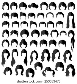 woman , man hair, vector hairstyle silhouette