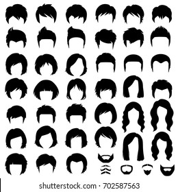 
woman and man hair, vector hairstyle silhouette