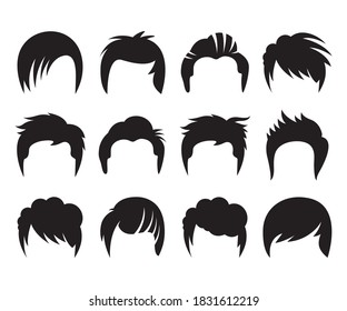 woman and man hairstyle silhouette vector set