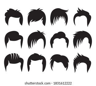 woman and man hairstyle silhouette vector set