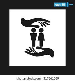 Woman and man in hands
