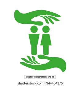 Woman and man in hands