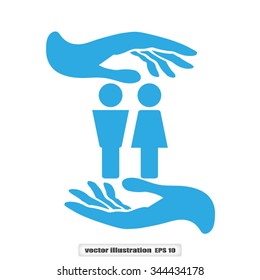 Woman and man in hands