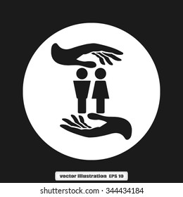 Woman and man in hands