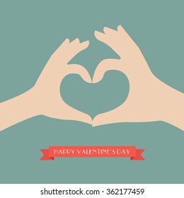 Woman And Man Hands Making Up Heart Shape. Vector Illustration