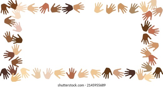 Woman And Man Hands Of Various Skin Tone Vector Illustration. Volunteering Concept. Multinational Company Palm Icons Isolated. Skin Color Diversity Wallpaper.