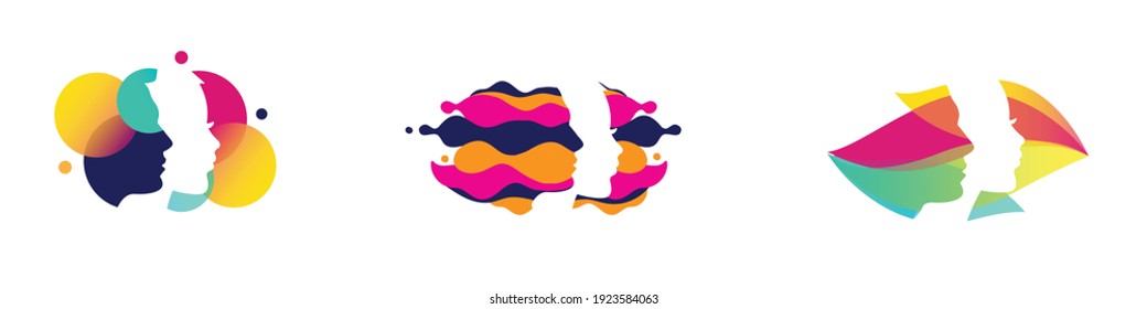woman and man head profile icon logo. concept of gender equality, unity and solidarity. - Shutterstock ID 1923584063