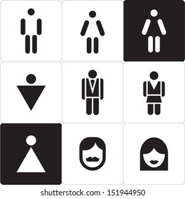 Woman and man icon. Man & Woman restroom sign. WC sign.