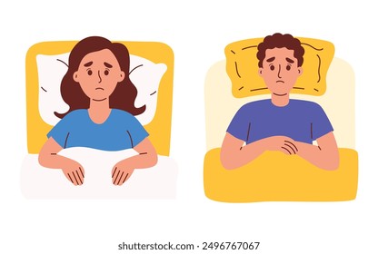 Woman and Man with Insomnia Problem