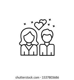 Woman man love. Simple line, outline vector of motivation icons for ui and ux, website or mobile application