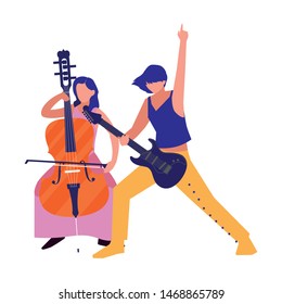woman and man musician playing instrument musical