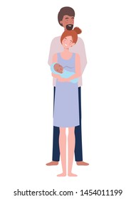 woman and man with newborn baby