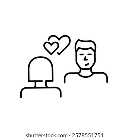 Woman and man on a romantic date. Love relationships. Pixel perfect vector icon