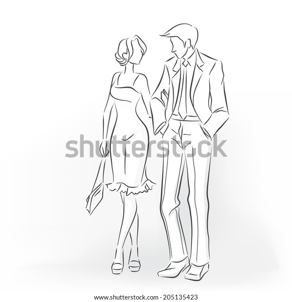 Woman Man On Romantic Dating Couple Stock Vector (Royalty Free) 205135423