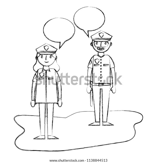 woman and man police\
officer talking