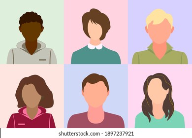 woman and man portraits simple illustration in flat style suitable for your design