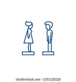 Woman and man in profile line icon concept. Woman and man in profile flat  vector symbol, sign, outline illustration.