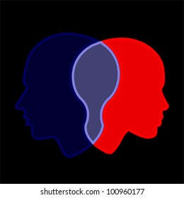 woman and man profile, vector