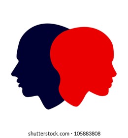 woman and man profile, vector