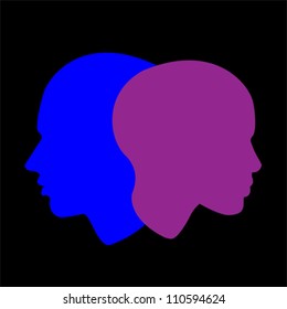woman and man profile, vector