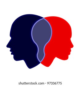 woman and man profile, vector