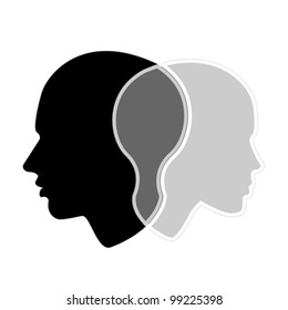 woman and man profile, vector