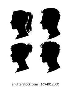 Woman and man profiles. Vector illustration