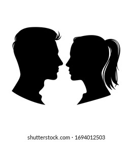 Woman and man profiles. Vector illustration