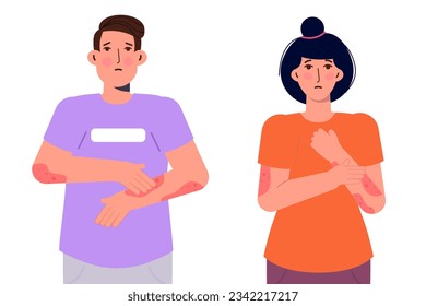 Woman and man with psoriasis. Vector illustrationWoman and man with psoriasis. Vector illustration