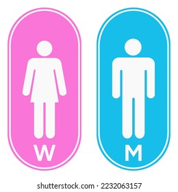 Woman and Man public toilet signs set. Restroom door pictograms vector illustration