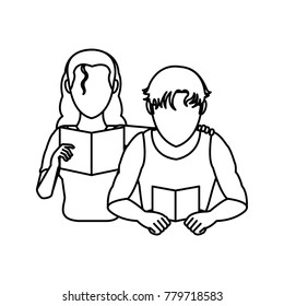 Woman and man reading design