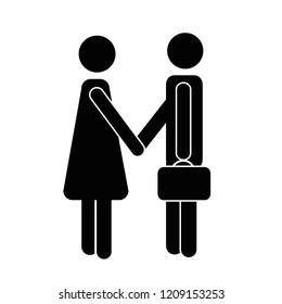 woman and man shake hands pictogram vector illustration EPS10