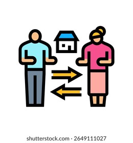 woman man sharing household chores color icon vector. woman man sharing household chores sign. isolated symbol illustration