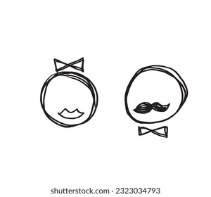 Woman and man sign illustration image. 
Hand drawn image artwork of male and female sign. 
Simple cute original logo.
Hand drawn vector illustration for posters, cards, t-shirts.