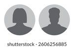 woman and man silhouette avatars or profile gray icon. male and female portraits, anonymous people icons different styles, oval, square, circle shape. Vector illustration