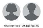 woman and man silhouette avatars or profile gray icon. male and female portraits, anonymous people icons different styles, oval, square, circle shape. Vector illustration